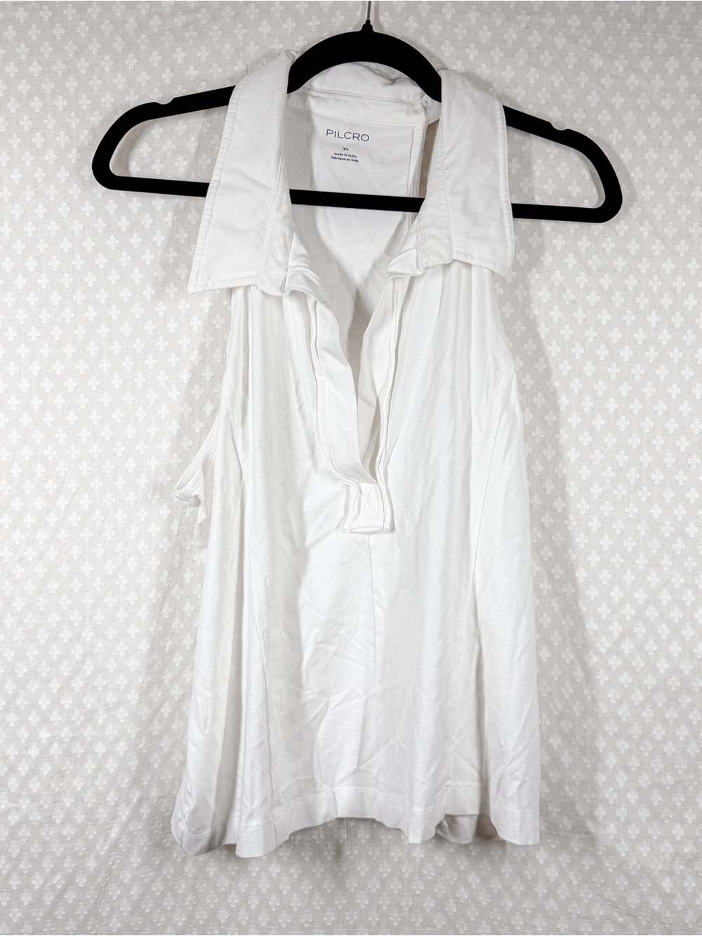Anthropologie Pilcro White Cotton Blend V Neck Polo Tank Top